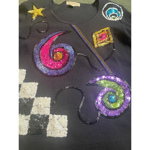 Vintage 80s OUTLANDER knit top with sequin detail SZ Large - Picture 4 of 10